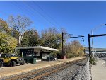 Looking north from Main St Station in Norristown with the shelter on the left